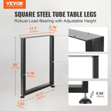 Table Tops & Bases: VEVOR 711.2MM Adjustable Furniture Legs, Square Reinforced Steel Office Table legs Set of 2 for DIY, Max Load 453.6KG Heavy Duty Desk Legs, Quick Instalation & Rich Accessories Legs Black