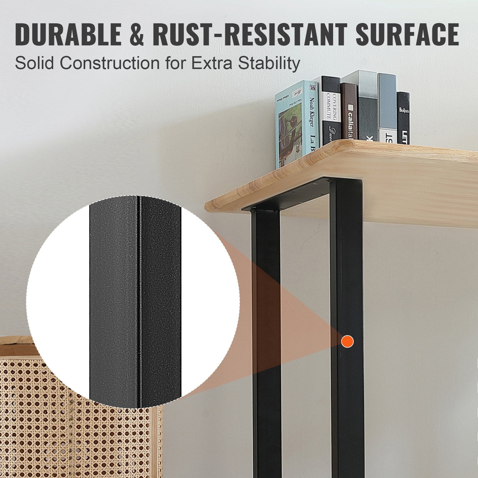 711.2MM Adjustable Furniture Legs, Square Reinforced Steel Office Table legs Set of 2 for DIY, Max Load 453.6KG Heavy Duty Desk Legs, Quick Instalation & Rich Accessories Legs Black