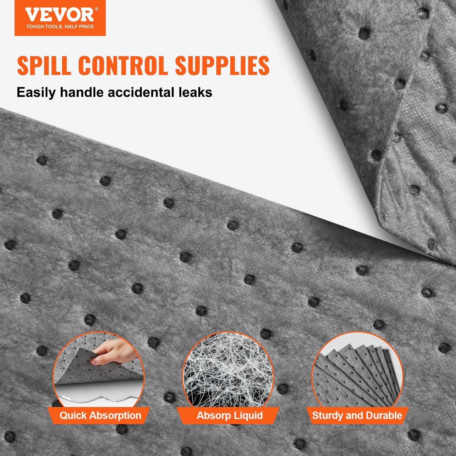 Dog Training Aids: VEVOR Spill Absorbent Pads, Universal Absorbing Mat Absorbs up 12 Gal, 13" L x10" W Polypropylene Absorbent Pad for Oil, Water and Other Liquids, Pack of 100