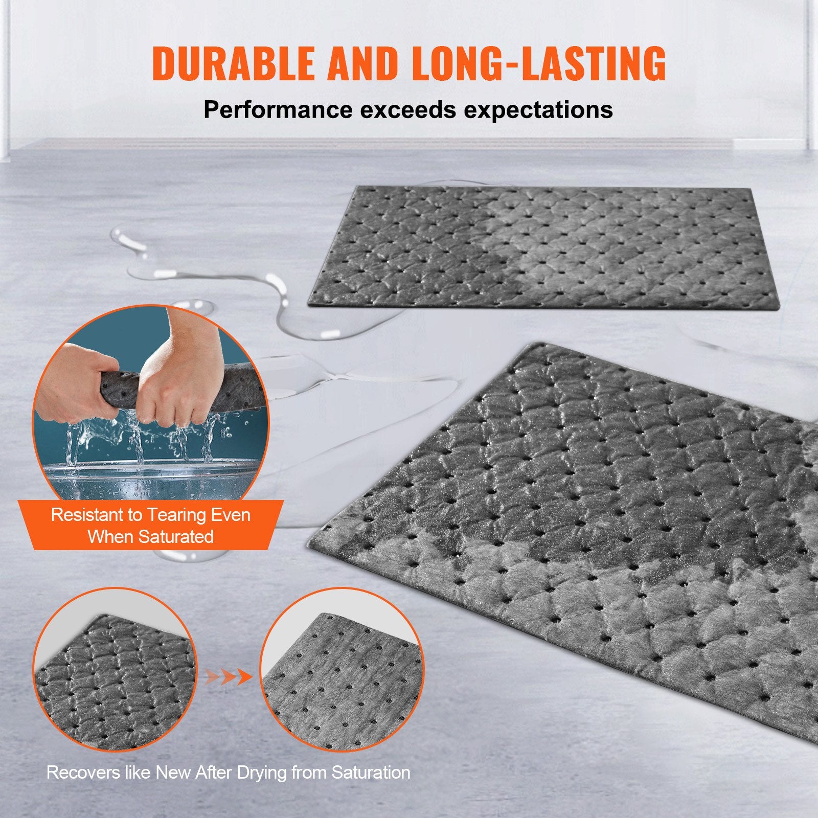 Dog Training Aids: VEVOR Spill Absorbent Pads, Universal Absorbing Mat Absorbs up 12 Gal, 13" L x10" W Polypropylene Absorbent Pad for Oil, Water and Other Liquids, Pack of 100