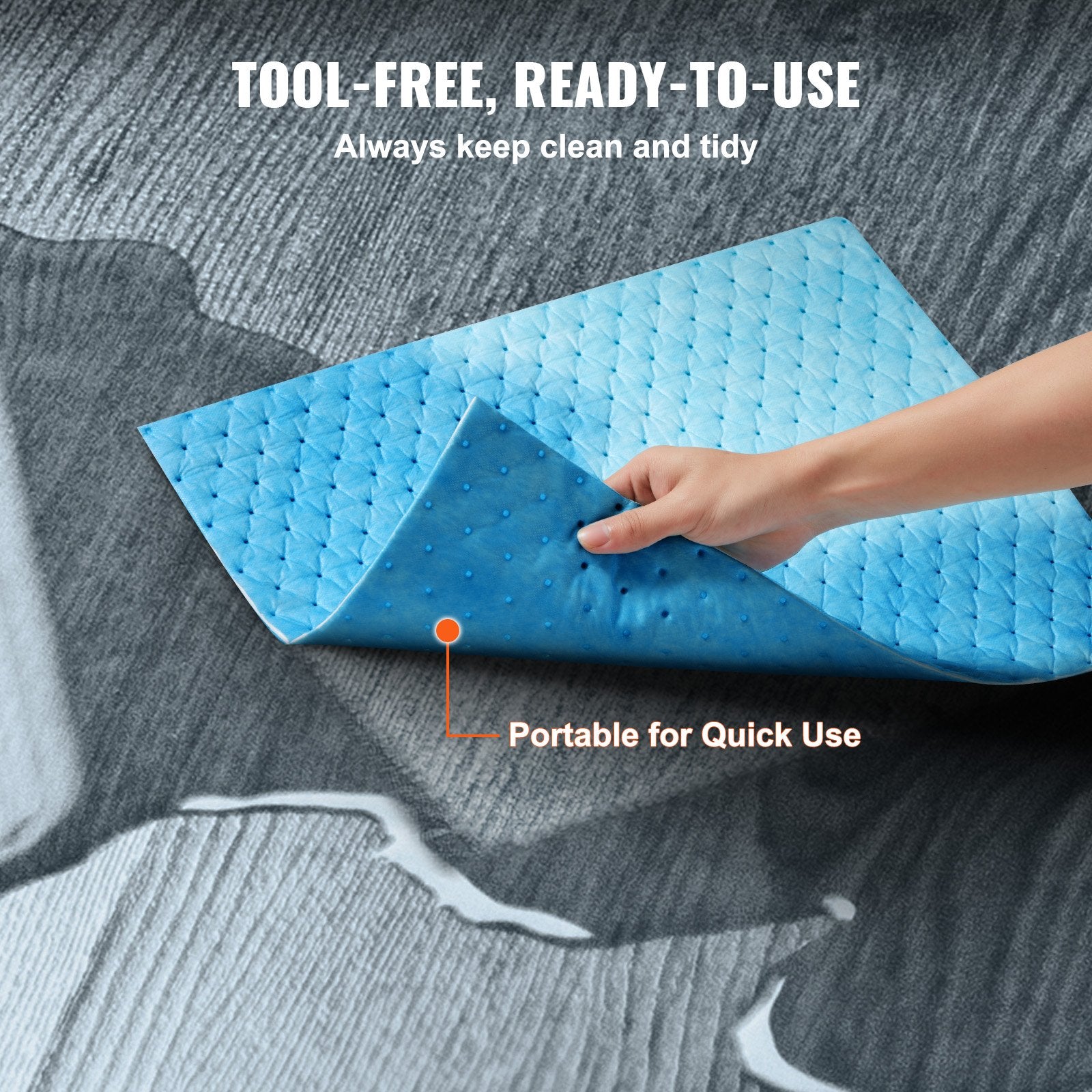 Food Storage: VEVOR Spill Absorbent Pads, Water Absorbing Mat Pad in Dispenser Box, 6 Gal Capacity, 15" L x19" W Polypropylene Absorbent Pad for Water, 30 pcs per Box