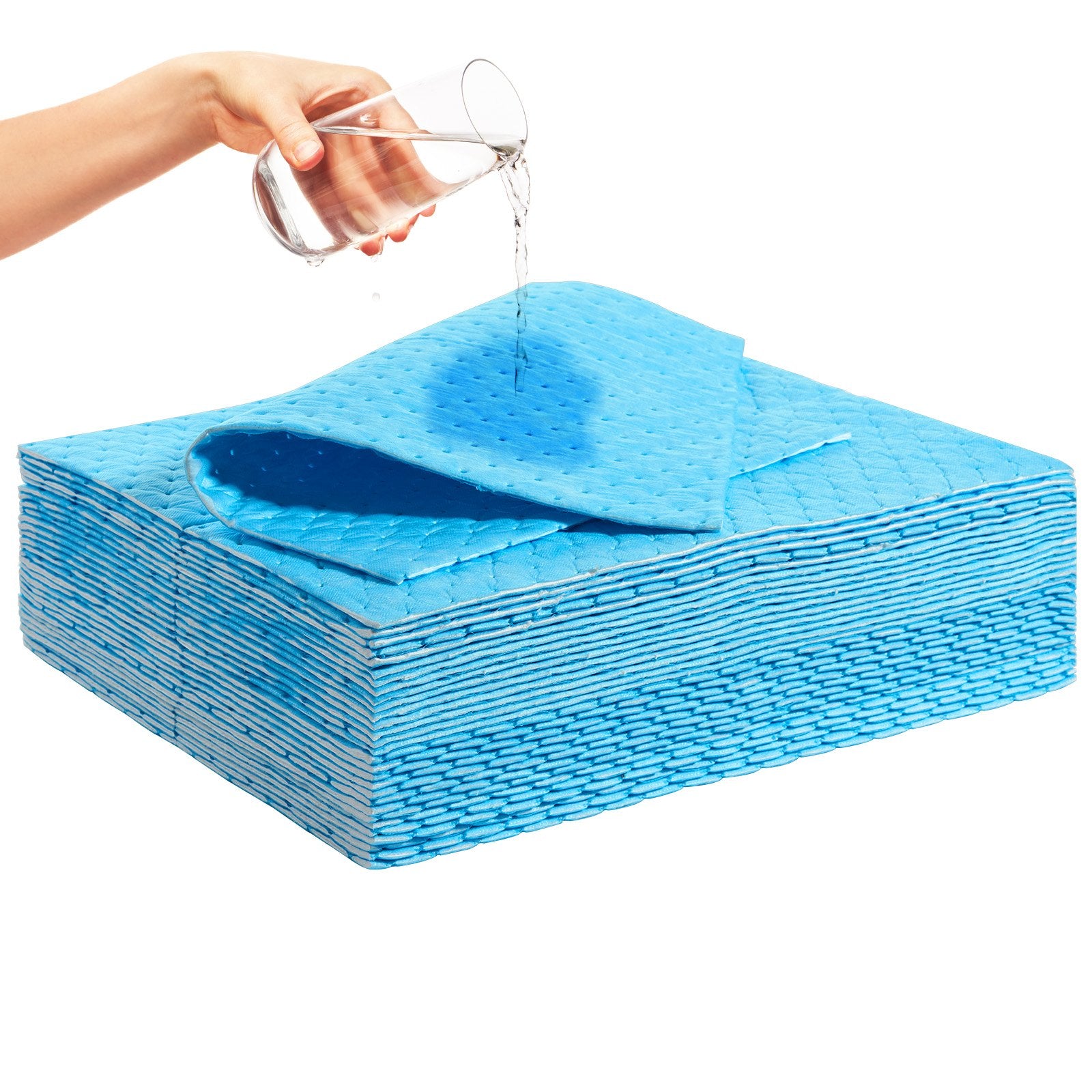 Food Storage: VEVOR Spill Absorbent Pads, Water Absorbing Mat Pad in Dispenser Box, 6 Gal Capacity, 15" L x19" W Polypropylene Absorbent Pad for Water, 30 pcs per Box
