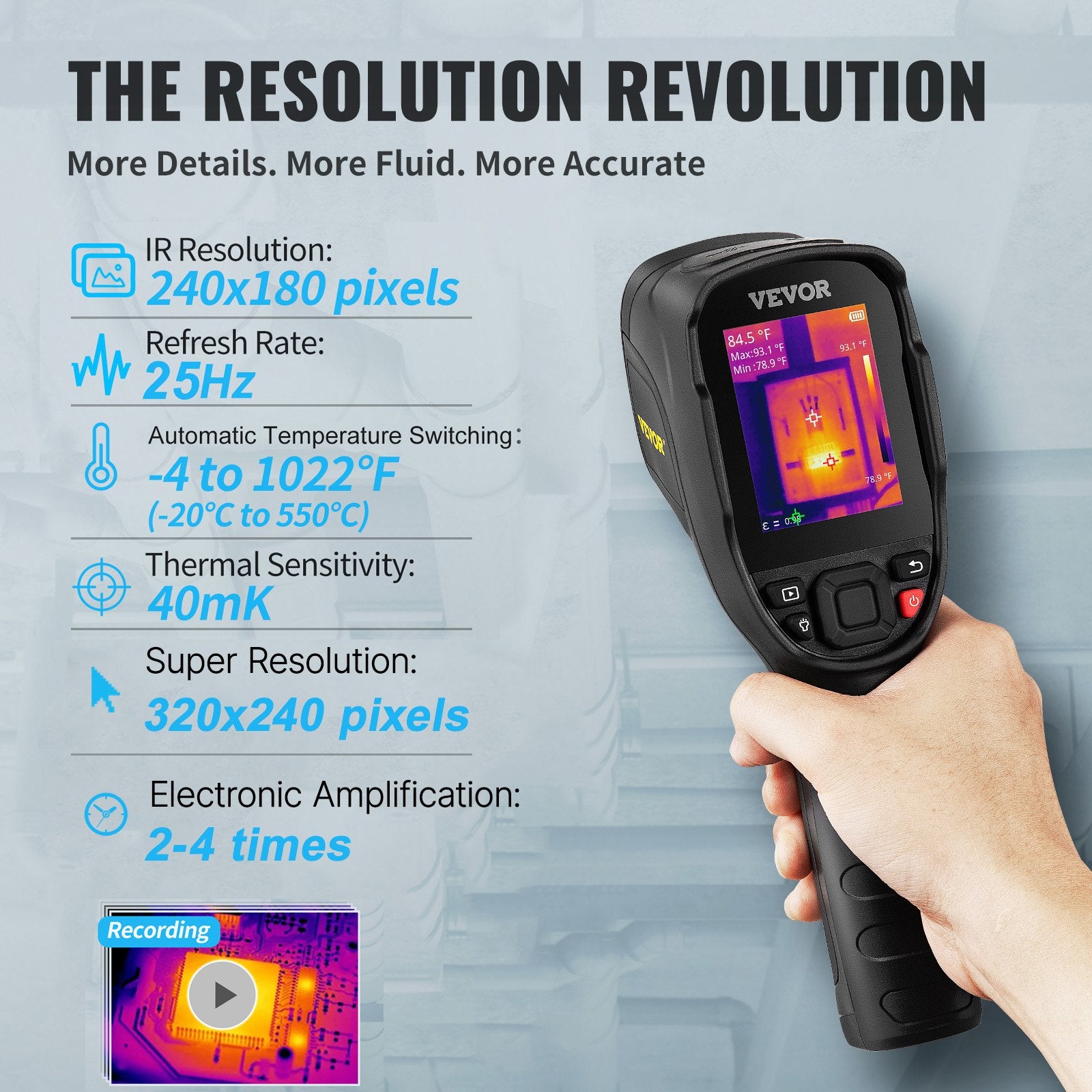 Infrared Thermal Imager Visible Light Camera 2MP IR Resolution 240x180