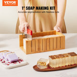 Food Storage: VEVOR Soap Making Kit, Bamboo Cutting Box and Inner Box with Silicone Mold, Stainless Steel Straight Cutter and Wavy Cutter, 100 Bags and 105 Stickers, Soap Making Supplies DIY Kits for Adults