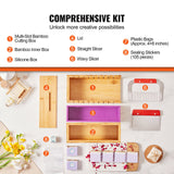 Food Storage: VEVOR Soap Making Kit, Bamboo Cutting Box and Inner Box with Silicone Mold, Stainless Steel Straight Cutter and Wavy Cutter, 100 Bags and 105 Stickers, Soap Making Supplies DIY Kits for Adults