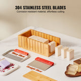 Food Storage: VEVOR Soap Making Kit, Bamboo Cutting Box and Inner Box with Silicone Mold, Stainless Steel Straight Cutter and Wavy Cutter, 100 Bags and 105 Stickers, Soap Making Supplies DIY Kits for Adults