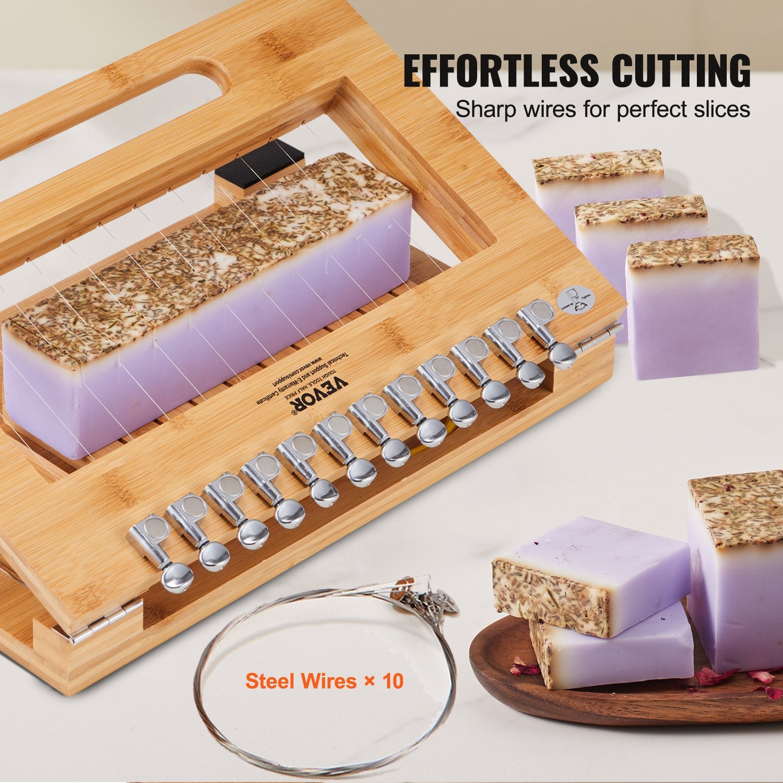 Kitchen & Bathroom DIY: VEVOR Soap Cutter, Cut 1-12 Bars, Precisely and Accurately Cut 1 Inch Bars, Bamboo Soap Slicer With Steel Wire, Multi Handmade Soap Wire Cutter for Loaf Candles Cheese Butter DIY Making Tool