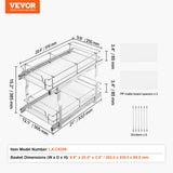 Desk Accessories: VEVOR 12"Wx21"Dx15"H Pull Out Cabinet Organizer, Heavy Duty Slide Out Pantry Shelves, Steel Roll Out Drawers, Sliding Drawer Storage for Home Under Sink, 13.5"Wx22"Dx18"H Install Size for Cabinet