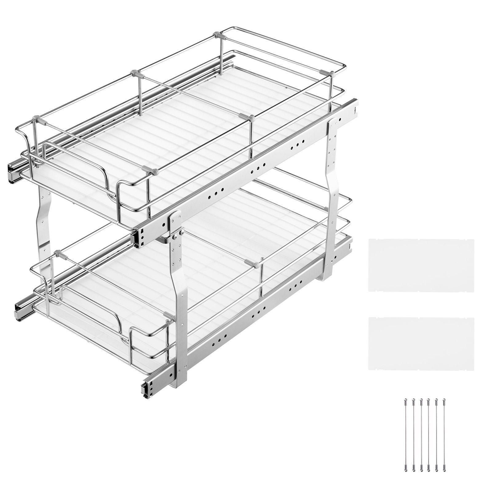 Desk Accessories: VEVOR 12"Wx21"Dx15"H Pull Out Cabinet Organizer, Heavy Duty Slide Out Pantry Shelves, Steel Roll Out Drawers, Sliding Drawer Storage for Home Under Sink, 13.5"Wx22"Dx18"H Install Size for Cabinet
