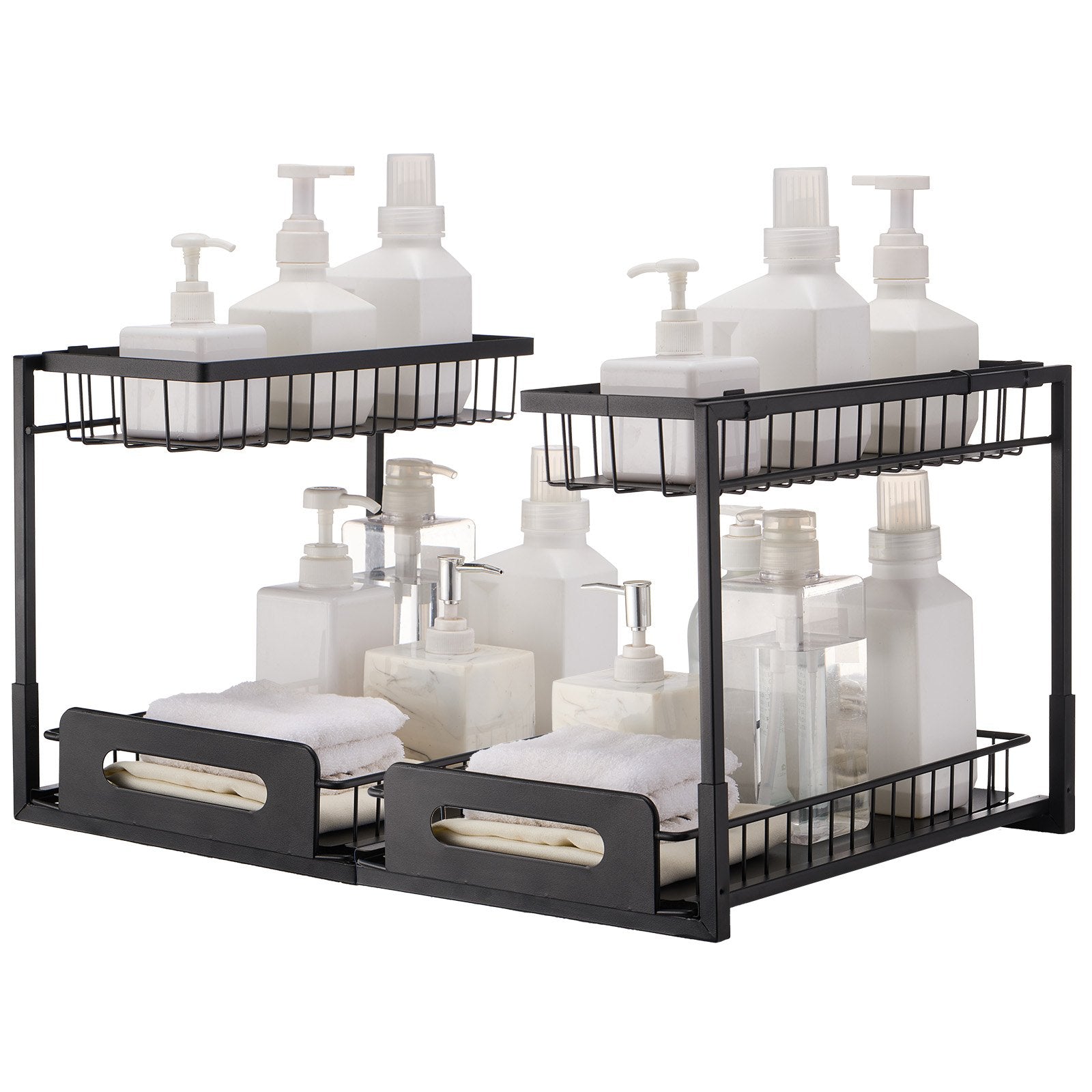Kitchen & Bathroom DIY: VEVOR 2-Tier Wire Pull Out Cabinet Under Sink Basket Organizer 10.7"x14.2" 2PCS