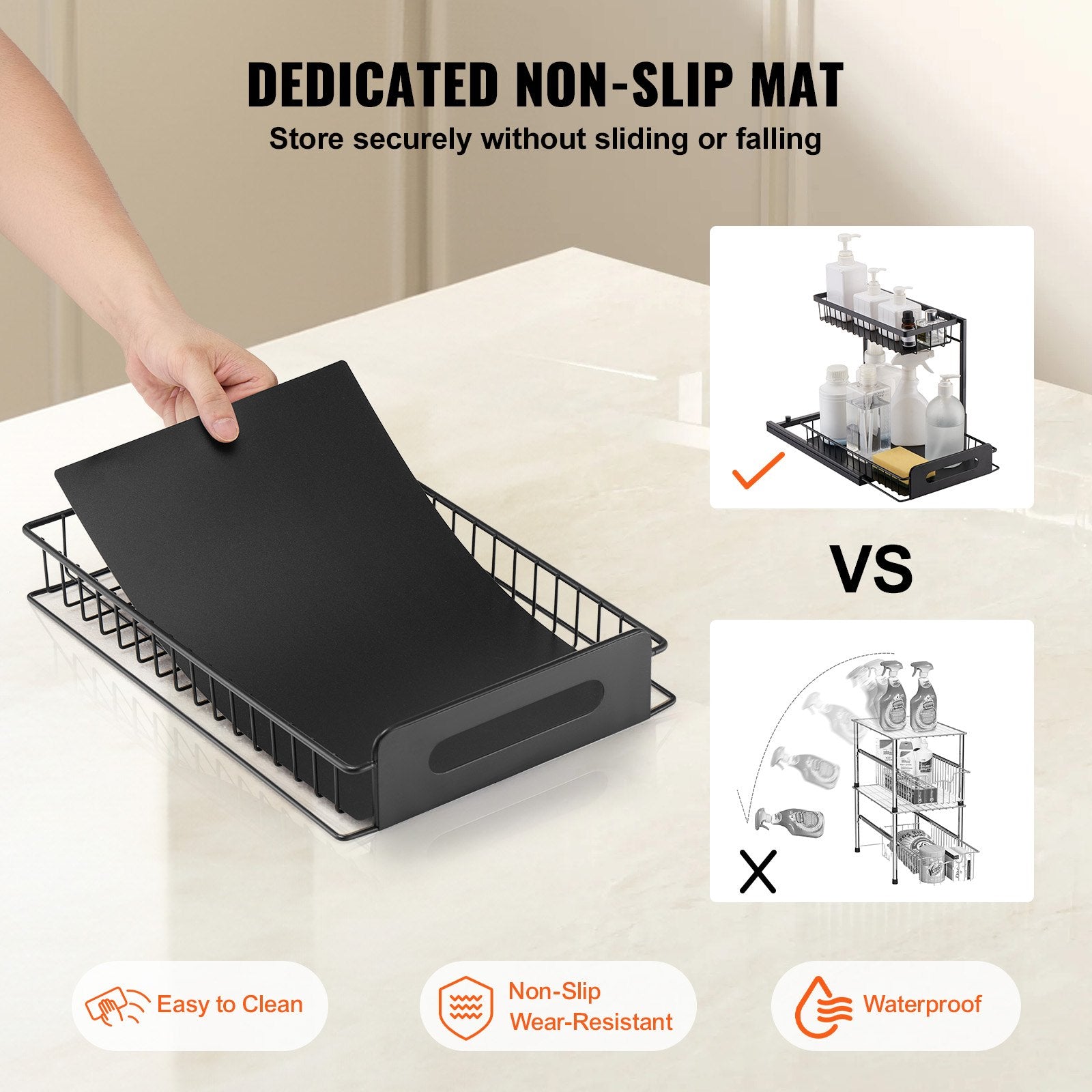 Kitchen & Bathroom DIY: VEVOR 2-Tier Wire Pull Out Cabinet Under Sink Basket Organizer 10.7"x14.2" 2PCS