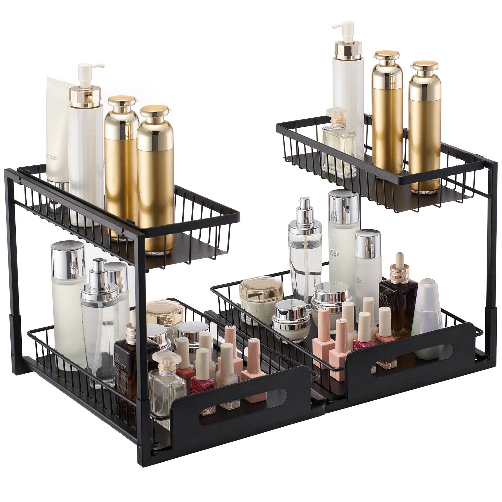 Kitchen & Bathroom DIY: VEVOR 2-Tier Wire Pull Out Cabinet Under Sink Basket Organizer 10.7"x14.2" 2PCS