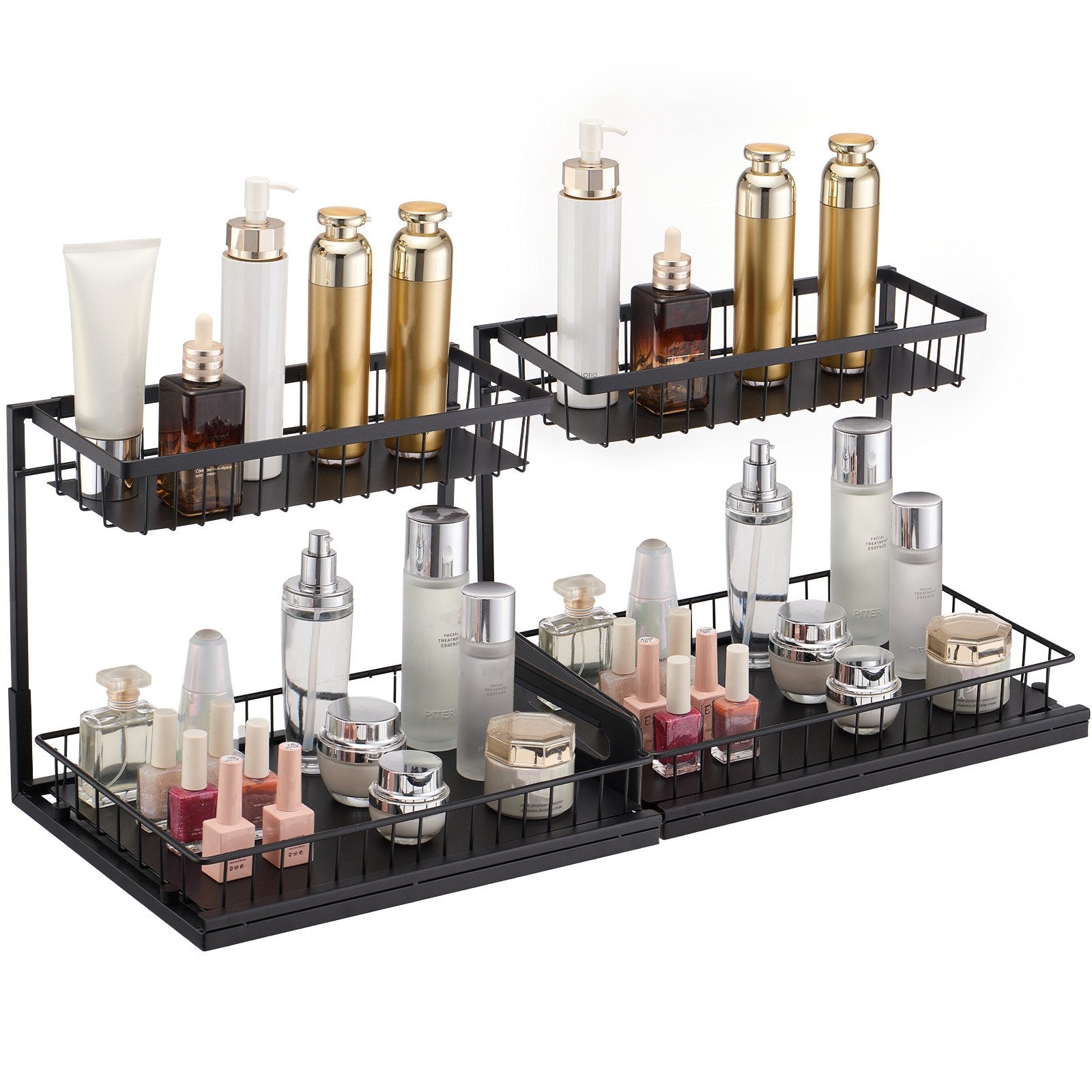 Kitchen & Bathroom DIY: VEVOR 2-Tier Wire Pull Out Cabinet Under Sink Basket Organizer 10.7"x14.2" 2PCS