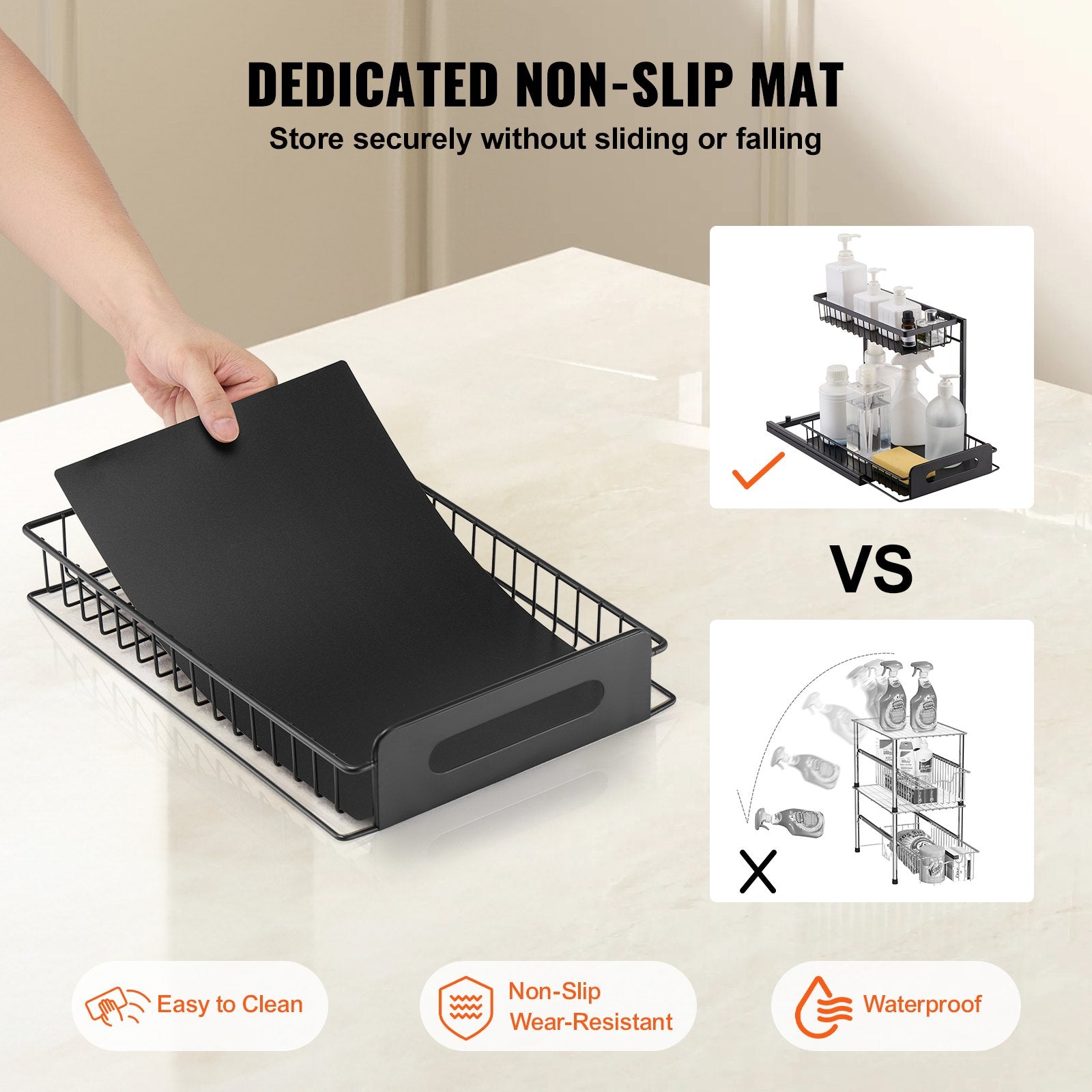 Kitchen & Bathroom DIY: VEVOR 2-Tier Wire Pull Out Cabinet Under Sink Organizer 10.7"x14.2" Drawer Basket