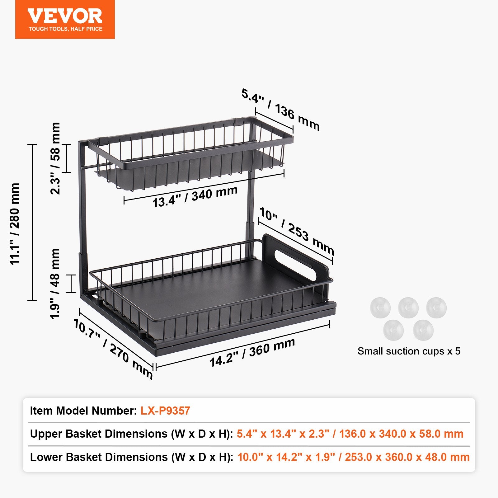 Kitchen & Bathroom DIY: VEVOR 2-Tier Wire Pull Out Cabinet Under Sink Organizer 10.7"x14.2" Drawer Basket