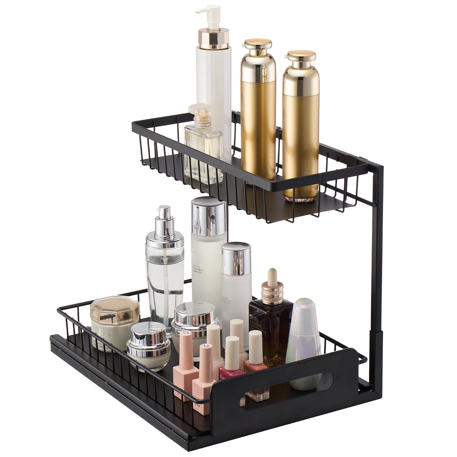 Kitchen & Bathroom DIY: VEVOR 2-Tier Wire Pull Out Cabinet Under Sink Organizer 10.7"x14.2" Drawer Basket