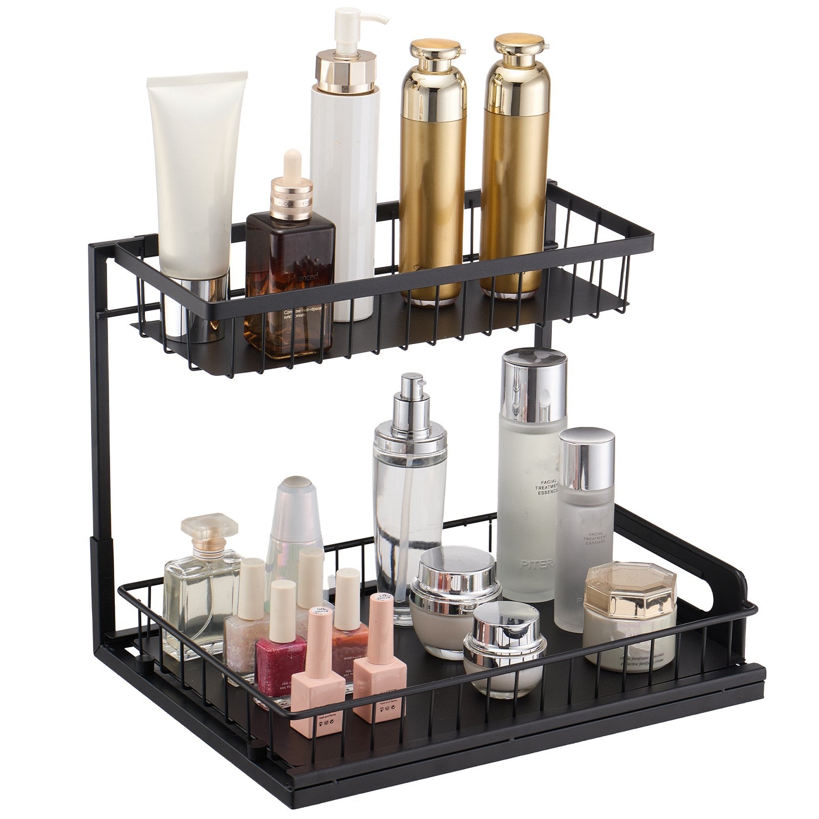 Kitchen & Bathroom DIY: VEVOR 2-Tier Wire Pull Out Cabinet Under Sink Organizer 10.7"x14.2" Drawer Basket