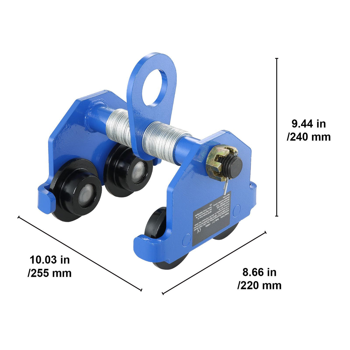 Manual Trolley, 1 Ton Load Capacity, Push Beam Trolley with Dual Wheels, Adjustable for I-Beam Flange Width 63.5 mm to 177.8 mm, Heavy Duty Alloy Steel Garage Hoist for Straight Curved I Beam