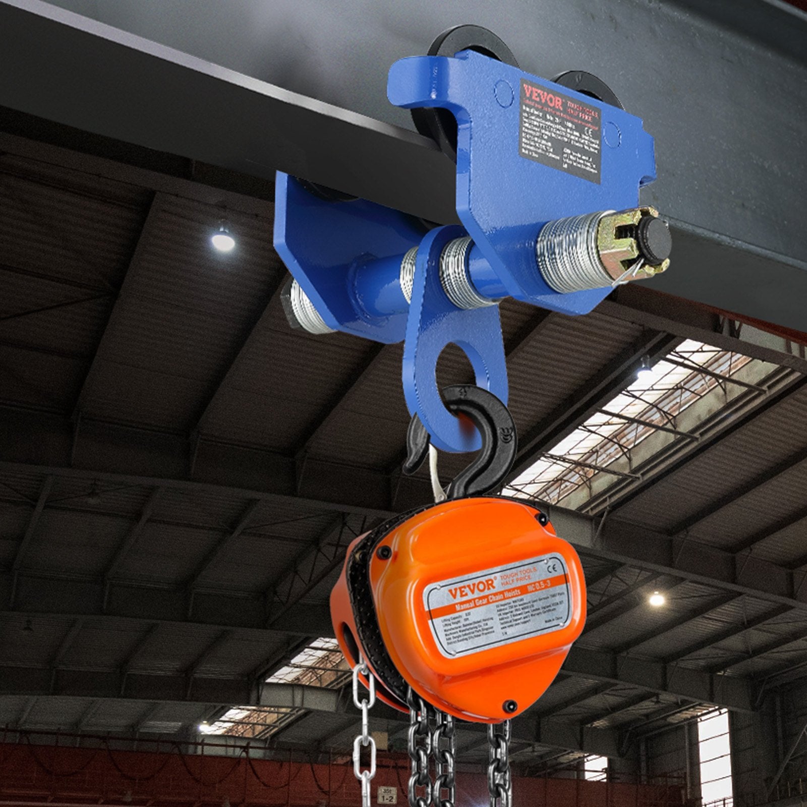 Table Lamps: VEVOR Manual Trolley, 2 Ton Load Capacity, Push Beam Trolley with Dual Wheels, Adjustable for I-Beam Flange Width 63.5 mm to 177.8 mm, Heavy Duty Alloy Steel Garage Hoist for Straight Curved I Beam