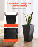 Canopies & Gazebos: VEVOR Tall Planter, Set of 2 Tall Square Tapered Planters, 57 cm Large Modern Gardening and Flower Plastic Pots, Decorative Tall Black Planter with Drainage Hole, for Porch, Patio, Indoor & Outdoor