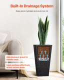 Canopies & Gazebos: VEVOR Tall Planter, Set of 2 Tall Square Tapered Planters, 57 cm Large Modern Gardening and Flower Plastic Pots, Decorative Tall Black Planter with Drainage Hole, for Porch, Patio, Indoor & Outdoor