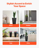 Canopies & Gazebos: VEVOR Tall Planter, Set of 2 Tall Square Tapered Planters, 57 cm Large Modern Gardening and Flower Plastic Pots, Decorative Tall Black Planter with Drainage Hole, for Porch, Patio, Indoor & Outdoor