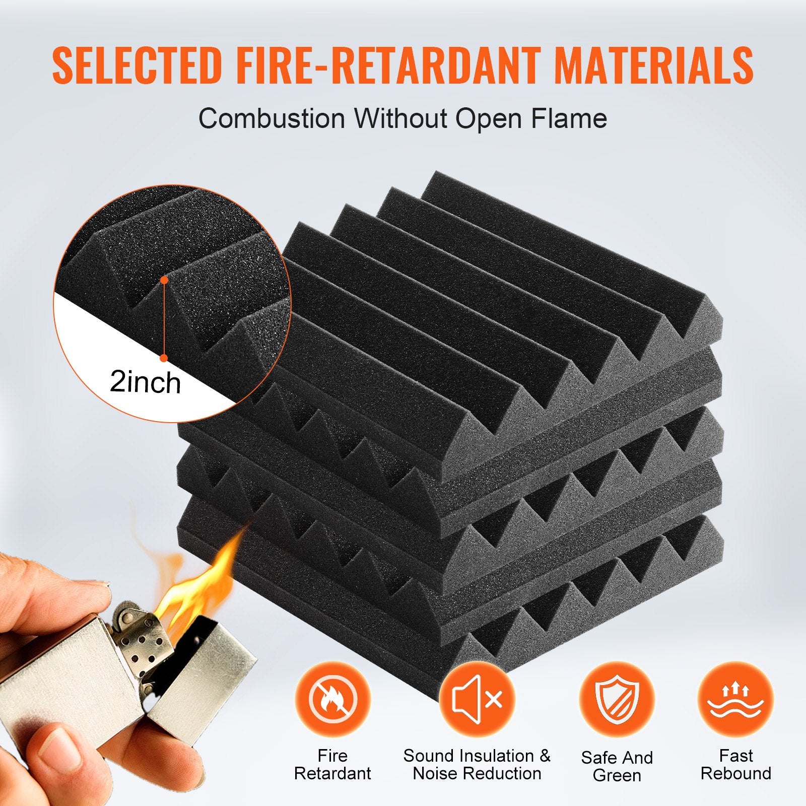 Audio Accessories: VEVOR Acoustic Foam Panels 36 Pack 12 x 12 x 2 in for Studio Wall and Ceiling