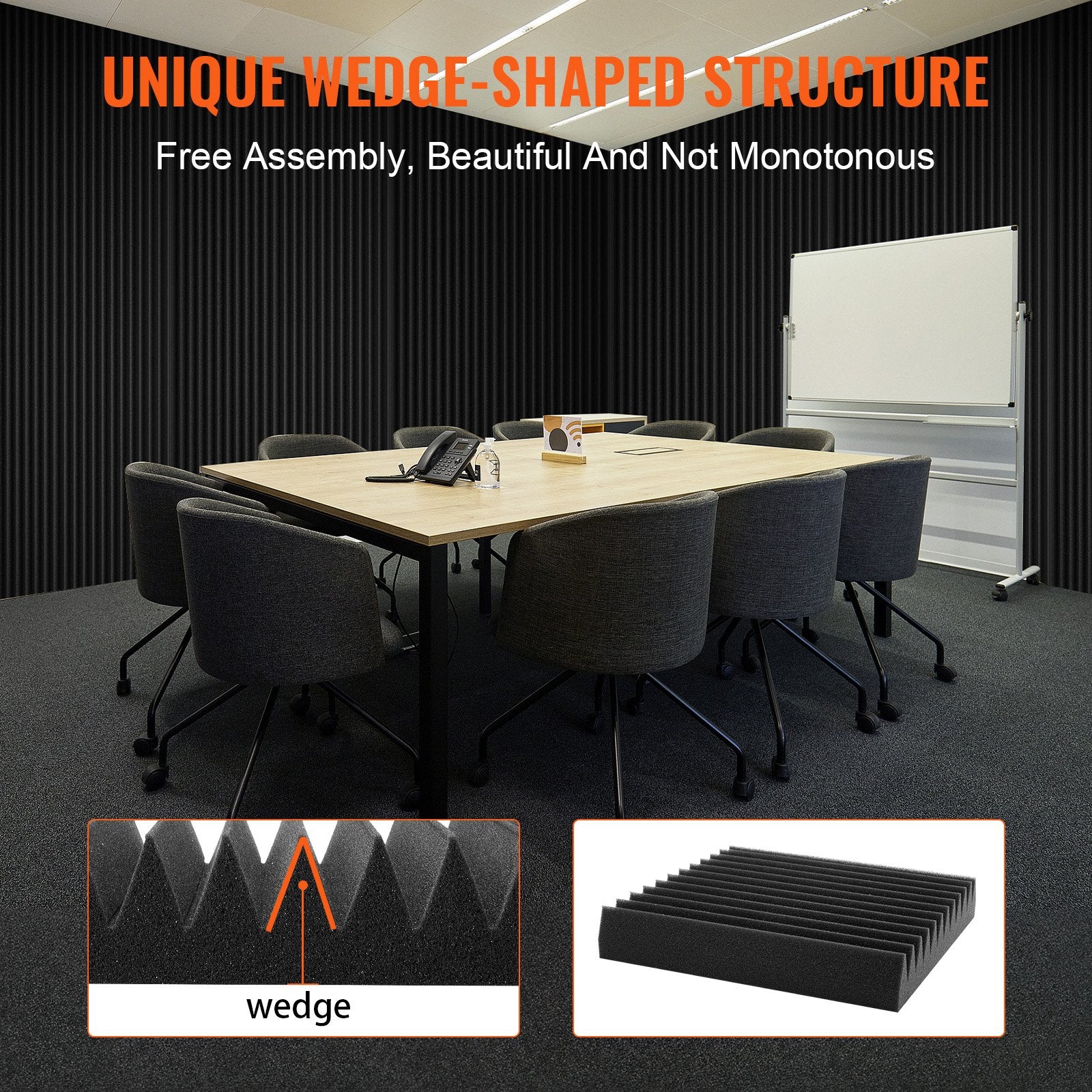 Audio Accessories: VEVOR Acoustic Foam Panels 50 Pack 12 x 12 x 2 in for Studio Wall and Ceiling