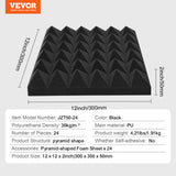 Audio Accessories: VEVOR Acoustic Foam Panels 24 Pack 12 x 12 x 2 in for Studio Wall and Ceiling