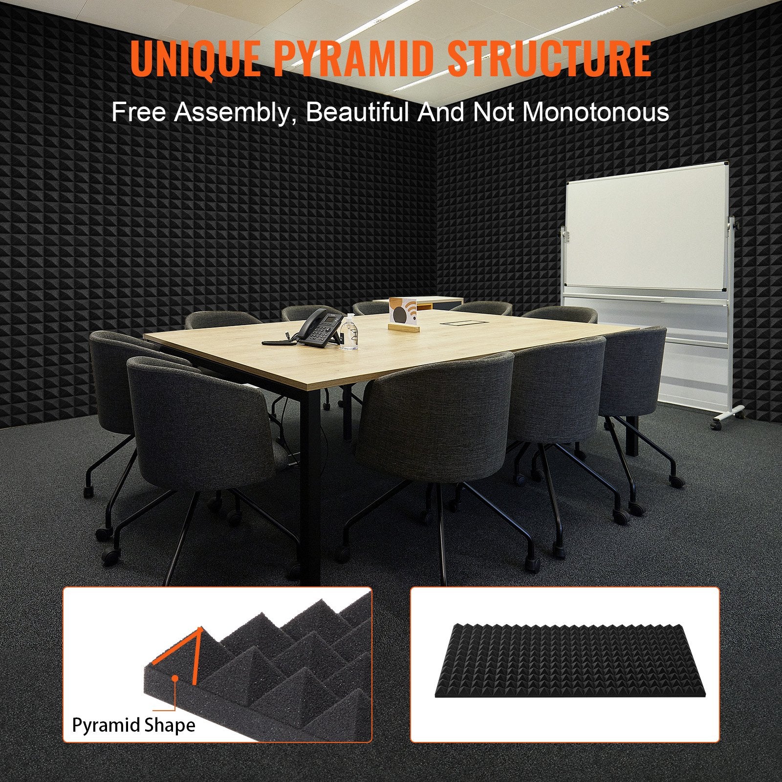 Audio Accessories: VEVOR Acoustic Foam Panels 4 Pack 48 x 24 x 2 in for Studio Wall and Ceiling