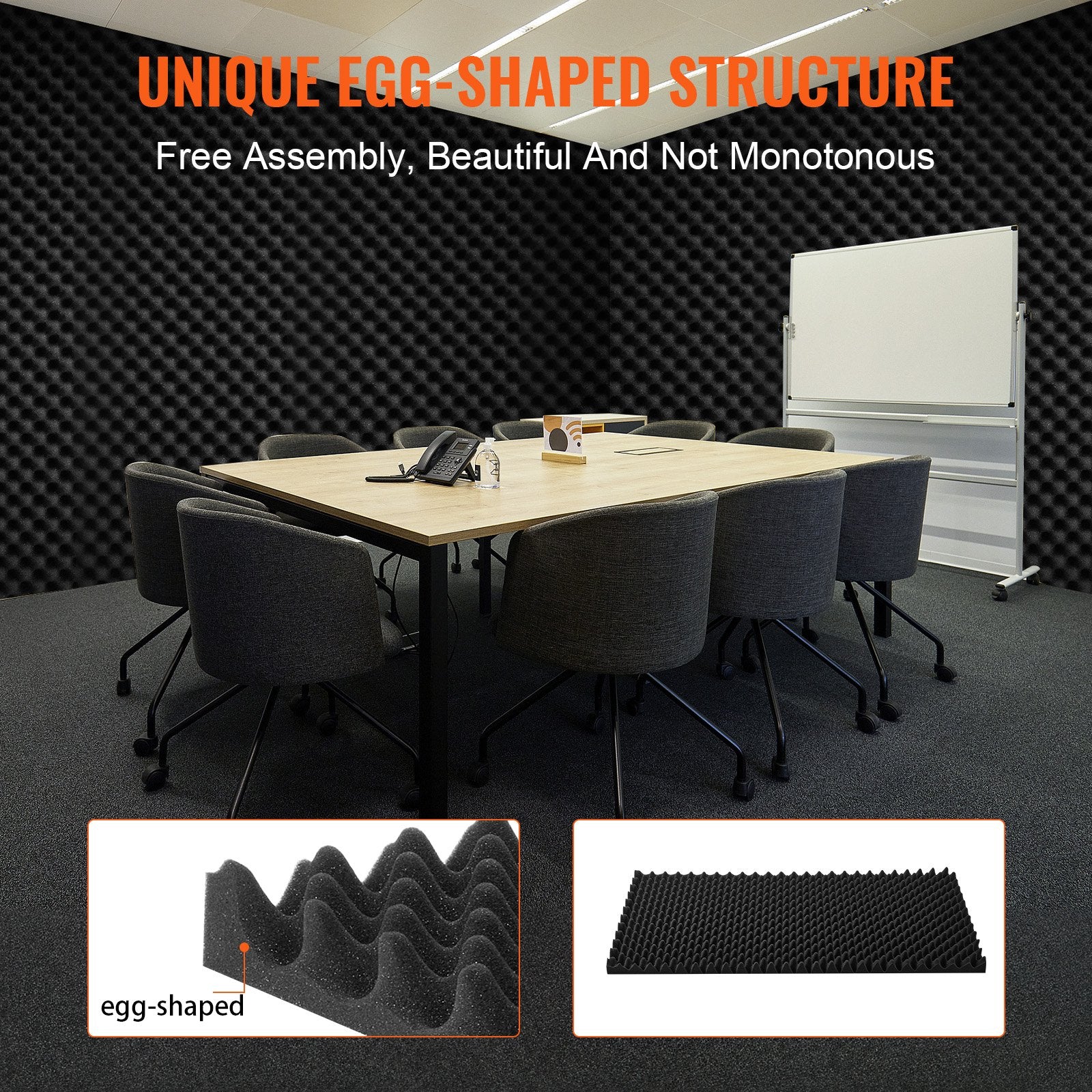 Audio Accessories: VEVOR Acoustic Foam Panels 4 Pack 48 x 24 x 2 in for Studio Wall and Ceiling