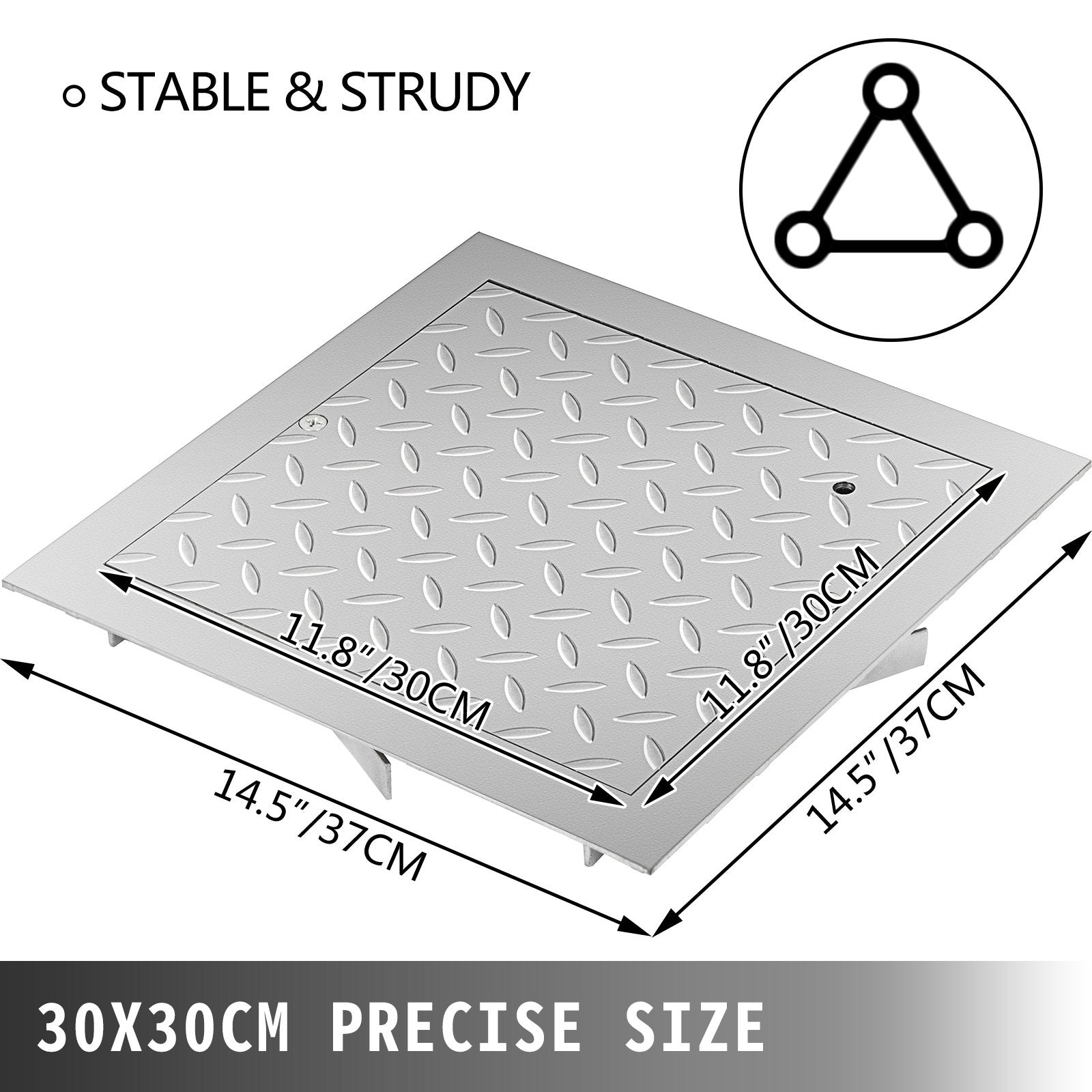 Automotive Repair & Speciality Tools: VEVOR Recessed Manhole Cover 11.8""x11.8"" Clear Opening, Galvanized Steel Drain Cover Overall Size 14.5""x14.5"", Sealed Square Manhole Cover and Frame, Steel Man Hole Lid Inspection Access for Boat/