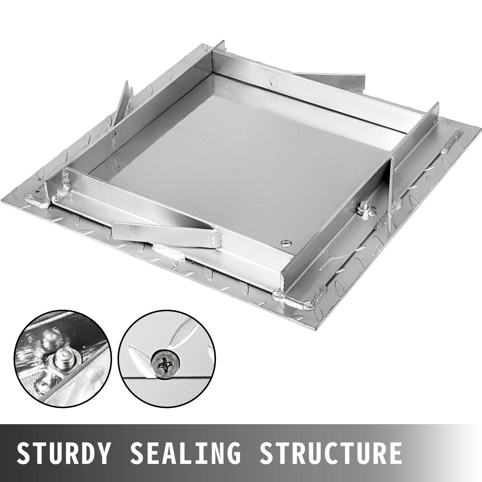 Automotive Repair & Speciality Tools: VEVOR Recessed Manhole Cover 11.8""x11.8"" Clear Opening, Galvanized Steel Drain Cover Overall Size 14.5""x14.5"", Sealed Square Manhole Cover and Frame, Steel Man Hole Lid Inspection Access for Boat/