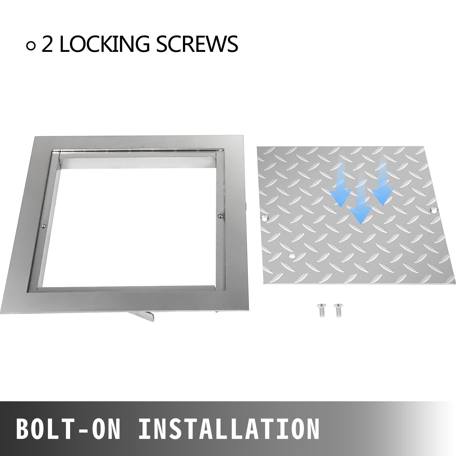 Automotive Repair & Speciality Tools: VEVOR Recessed Manhole Cover 11.8""x11.8"" Clear Opening, Galvanized Steel Drain Cover Overall Size 14.5""x14.5"", Sealed Square Manhole Cover and Frame, Steel Man Hole Lid Inspection Access for Boat/