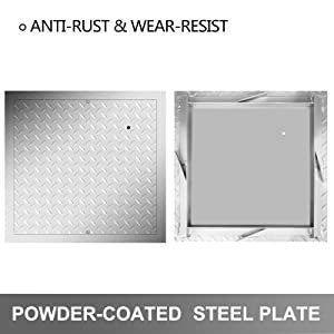 Recessed Manhole Cover 60 x 60 cm Clear Opening, Galvanized Steel Drain Cover Overall Size 67 x 67 cm, Sealed Square Manhole Cover and Frame, Steel Man Hole Lid Inspection Access for Boat/