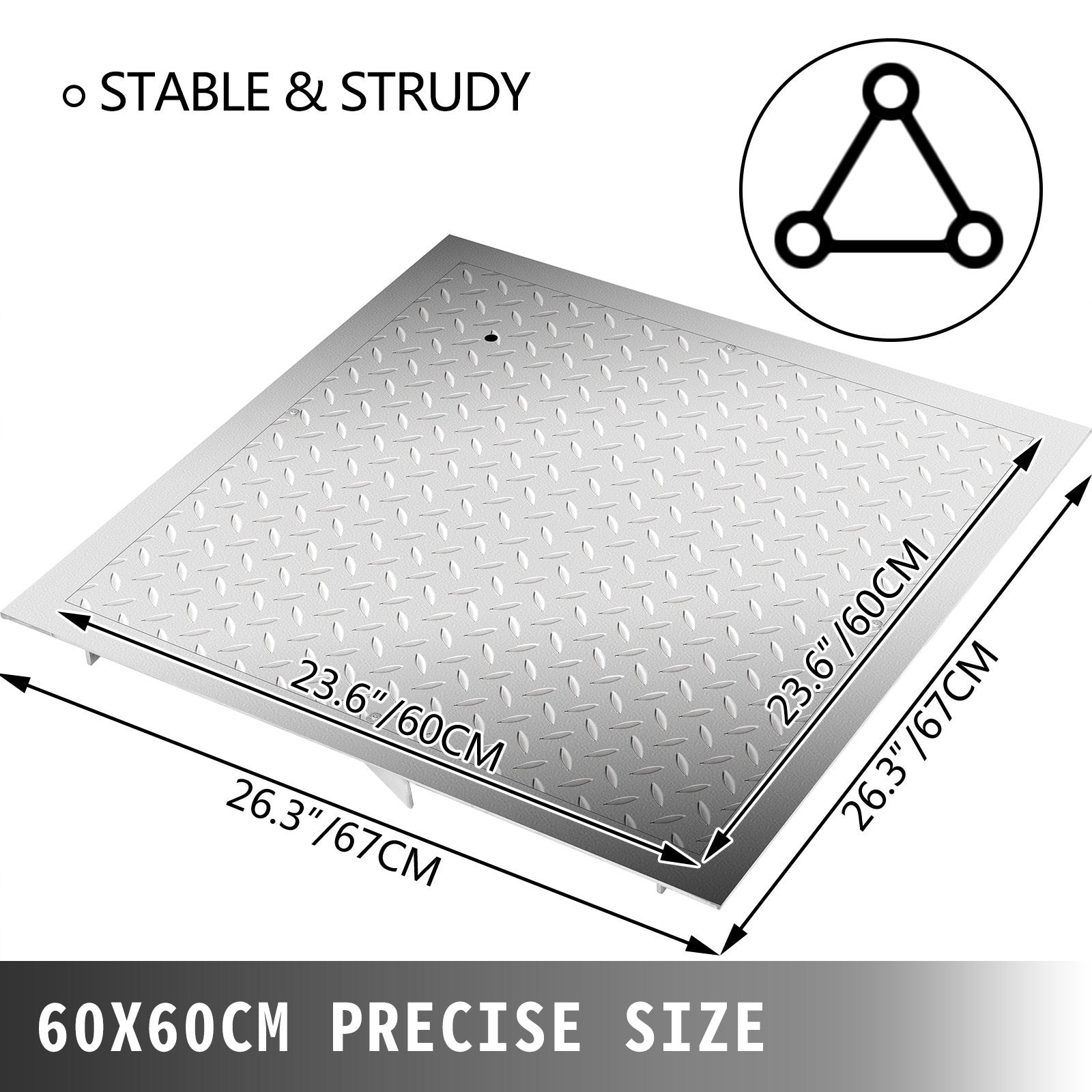 Recessed Manhole Cover 60 x 60 cm Clear Opening, Galvanized Steel Drain Cover Overall Size 67 x 67 cm, Sealed Square Manhole Cover and Frame, Steel Man Hole Lid Inspection Access for Boat/
