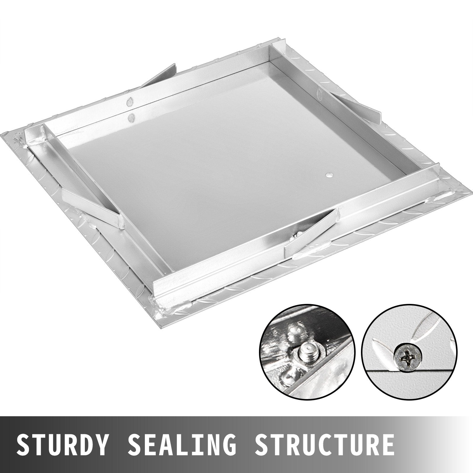 Recessed Manhole Cover 60 x 60 cm Clear Opening, Galvanized Steel Drain Cover Overall Size 67 x 67 cm, Sealed Square Manhole Cover and Frame, Steel Man Hole Lid Inspection Access for Boat/