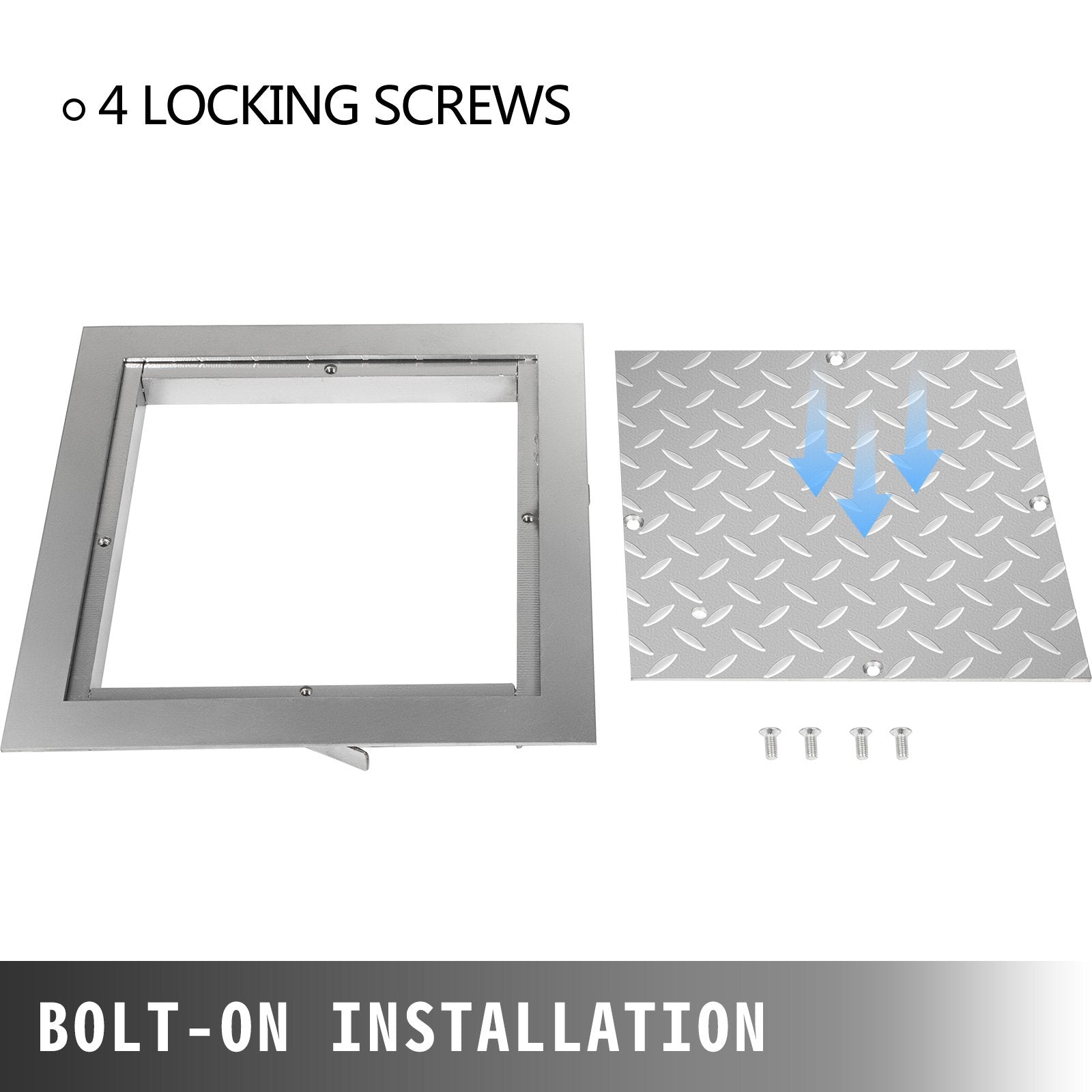 Recessed Manhole Cover 60 x 60 cm Clear Opening, Galvanized Steel Drain Cover Overall Size 67 x 67 cm, Sealed Square Manhole Cover and Frame, Steel Man Hole Lid Inspection Access for Boat/