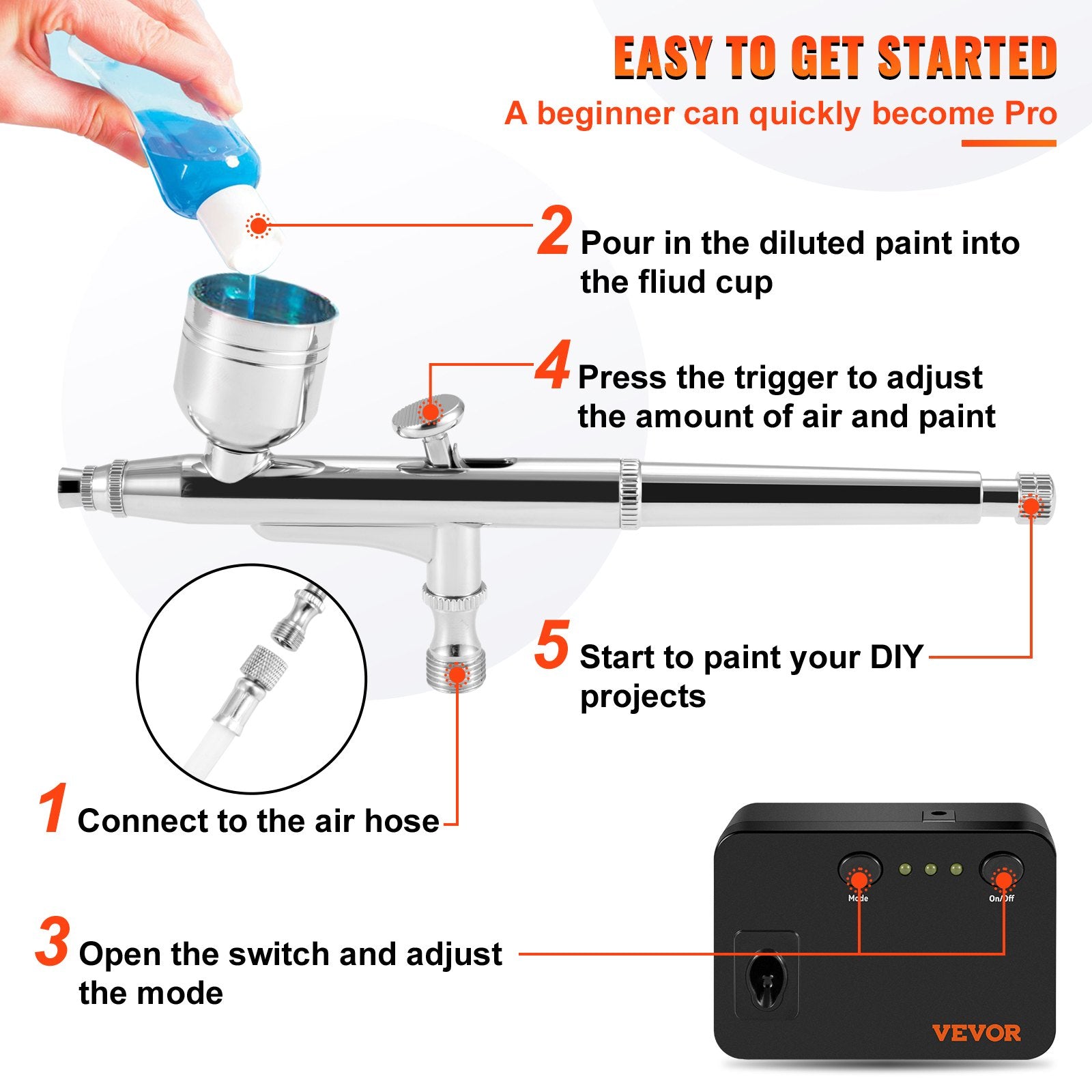 Airbrush Kit Dual-action Airbrush System Compressor Art Nail Makeup Model