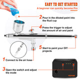Nail Care: VEVOR Airbrush Kit Dual-action Airbrush System Compressor Art Nail Makeup Model