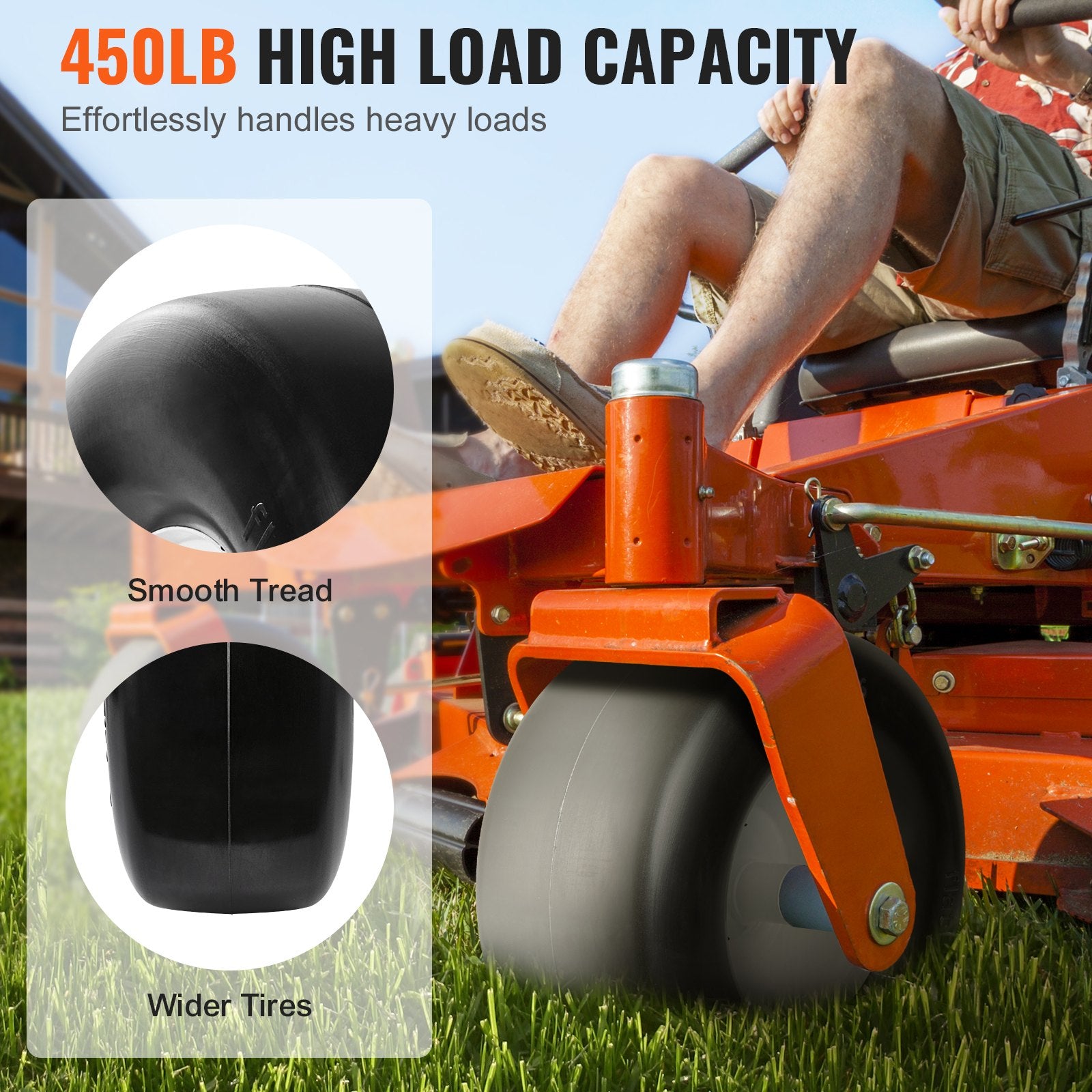 Spreaders & Wheelbarrows: VEVOR Lawn Mower Tires with Rim, 13x5-6" Tubeless Tractor Tires, 2-Pack Tire and Wheel Assembly, Flat-free PU Tires, 3.25"-5.9" Centered Hub, 3/4" Bushing Size, 20 PCS Adapter for Lawn Mowers Tractors