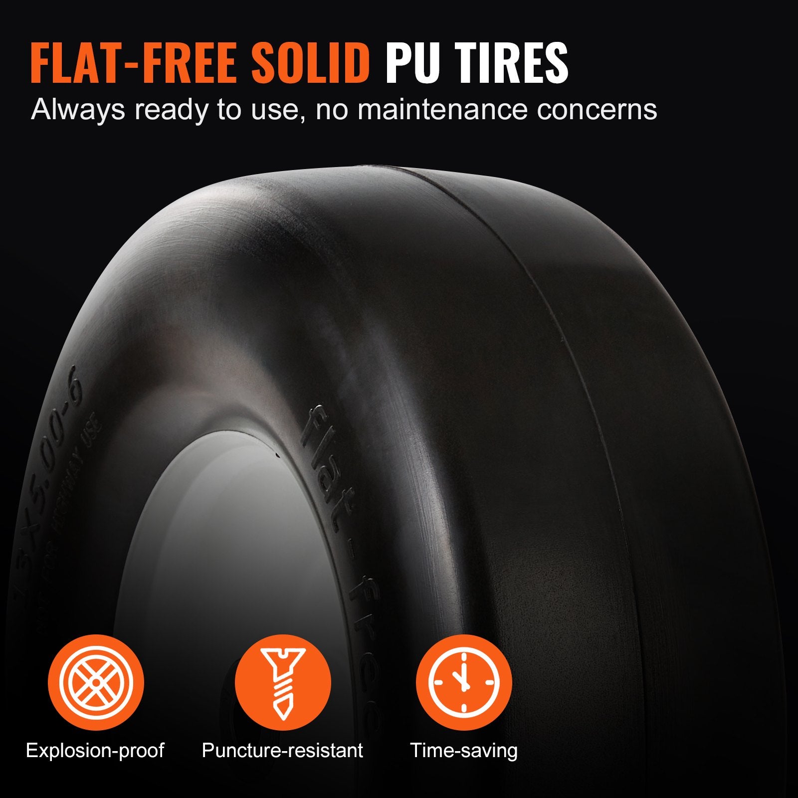 Spreaders & Wheelbarrows: VEVOR Lawn Mower Tires with Rim, 13x5-6" Tubeless Tractor Tires, 2-Pack Tire and Wheel Assembly, Flat-free PU Tires, 3.25"-5.9" Centered Hub, 3/4" Bushing Size, 20 PCS Adapter for Lawn Mowers Tractors