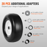 Spreaders & Wheelbarrows: VEVOR Lawn Mower Tires with Rim, 13x5-6" Tubeless Tractor Tires, 2-Pack Tire and Wheel Assembly, Flat-free PU Tires, 3.25"-5.9" Centered Hub, 3/4" Bushing Size, 20 PCS Adapter for Lawn Mowers Tractors