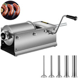 Speciality Appliances: VEVOR Manual Sausage Stuffer, 3 L / 7 LBS Horizontal Sausage Machine, Dual-Speed Meat Stuffer, Made of Food-Grade 304 Stainless Steel, Includes 5 Stuffing Tubes, for Home Kitchen Restaurant Commercial