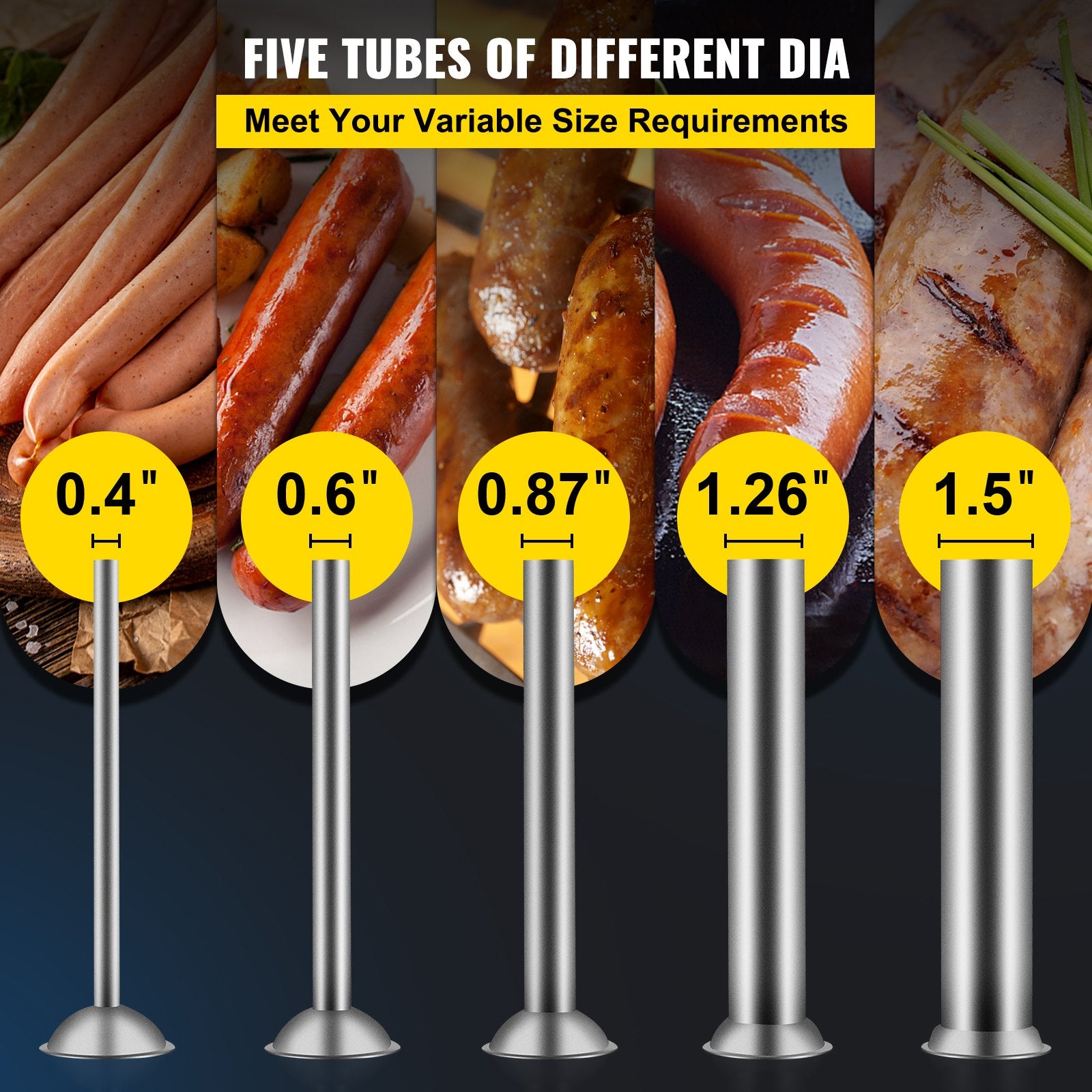 Manual Sausage Stuffer, 3 L / 7 LBS Horizontal Sausage Machine, Dual-Speed Meat Stuffer, Made of Food-Grade 304 Stainless Steel, Includes 5 Stuffing Tubes, for Home Kitchen Restaurant Commercial