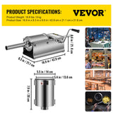 Speciality Appliances: VEVOR Manual Sausage Stuffer, 3 L / 7 LBS Horizontal Sausage Machine, Dual-Speed Meat Stuffer, Made of Food-Grade 304 Stainless Steel, Includes 5 Stuffing Tubes, for Home Kitchen Restaurant Commercial