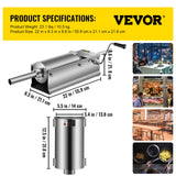 Speciality Appliances: VEVOR Manual Sausage Stuffer, 5 L / 11 LBS Horizontal Sausage Machine, Dual-Speed Meat Stuffer, Made of Food-Grade 304 Stainless Steel, Includes 5 Stuffing Tubes, for Home Kitchen Restaurant Commercia