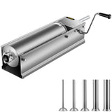 Speciality Appliances: VEVOR Manual Sausage Stuffer, 7 L / 15 LBS Horizontal Sausage Machine, Dual-Speed Meat Stuffer, Made of Food-Grade 304 Stainless Steel, Includes 5 Stuffing Tubes, for Home Kitchen Restaurant Commercia