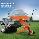 Gardening Tools: VEVOR Lawn Mower Lift with Hydraulic Jack, 500 Lbs Weight Capacity, Solid Carbon Steel Lawn Mower Lift, Adjustable Movable Lawn Lifter for Riding Tractors and Zero Turn Lawn Mowers, Orange
