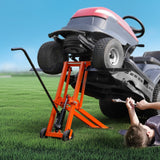 Gardening Tools: VEVOR Lawn Mower Lift with Hydraulic Jack, 500 Lbs Weight Capacity, Solid Carbon Steel Lawn Mower Lift, Adjustable Movable Lawn Lifter for Riding Tractors and Zero Turn Lawn Mowers, Orange